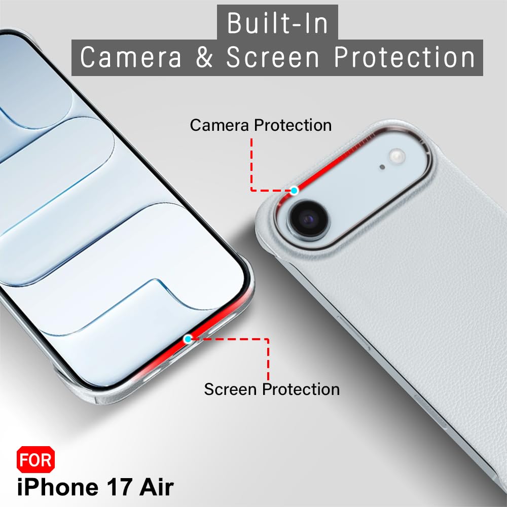 TheGiftKart Hybrid Ultimate Slim Back Case Cover for iPhone 17 Air | Lightweight Profile | Hard Back Case Cover for iPhone 17 Air (PC & TPU, Metal Camera Ring, Leather Texture Finish, Grey) — Amazon image 6