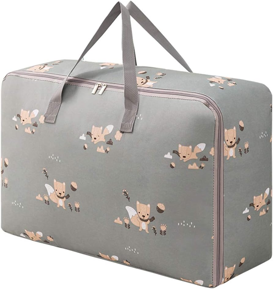 Tote Bag Large-Capacity Comfortable Fabric Sturdy Zipper Durable Oxford Cloth Suitable for Storing Household Goods Clothes Quilts and Other Items.