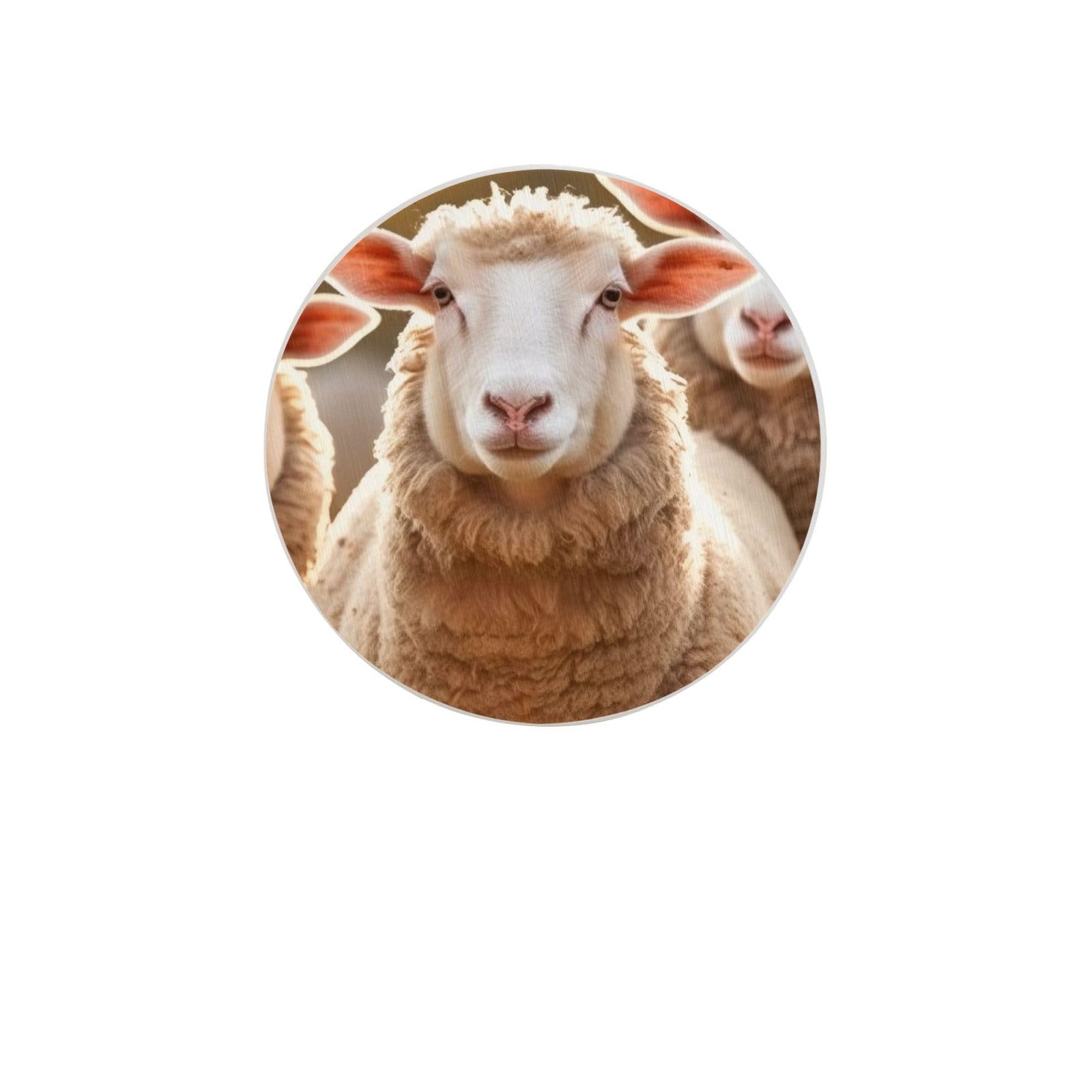 Sheep and Lambs Absorbent Drink Coasters Diatomaceous Round Coaster 4 Inch Reusable Cup Coasters Set 4pc