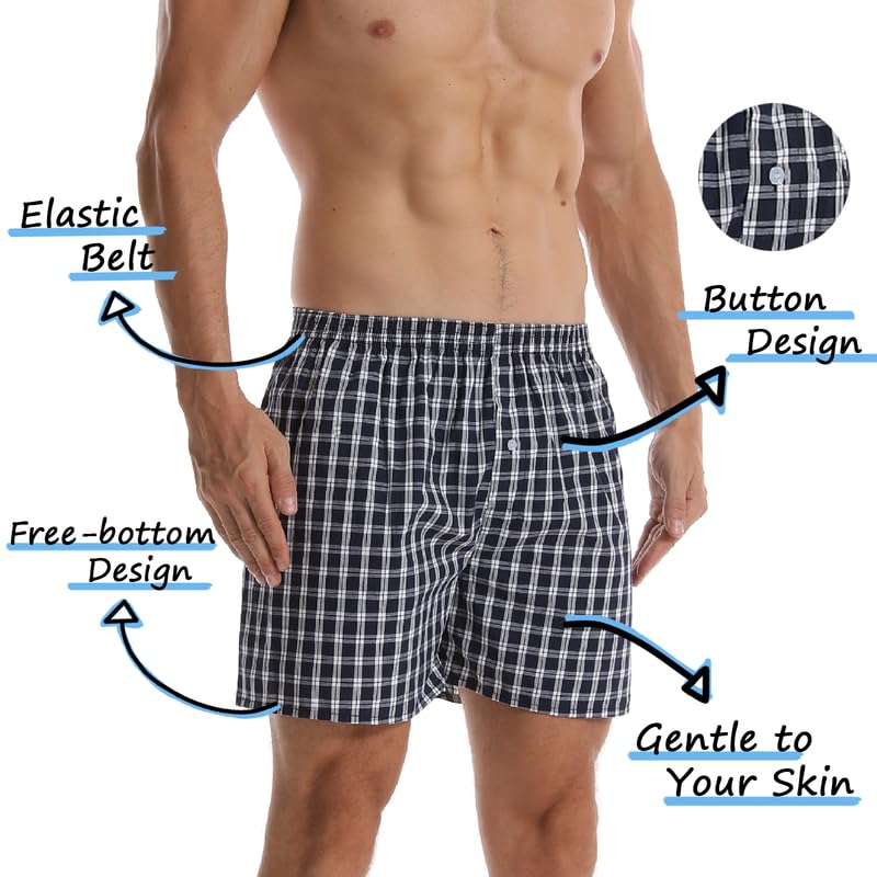 HiaLegion Boxer Uomo Americani Larghi Cotone Boxer con Apertura Traspirante Morbido Boxer Mutande Uomo Cotone