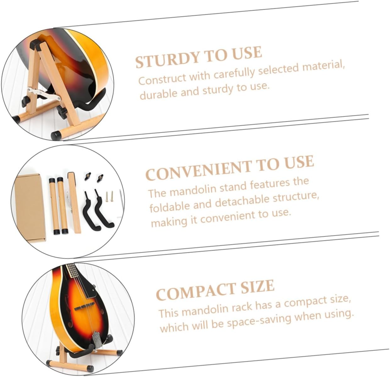 Folding Mandolin Storage Rack Xmas Wooden Instrument Stand image 2