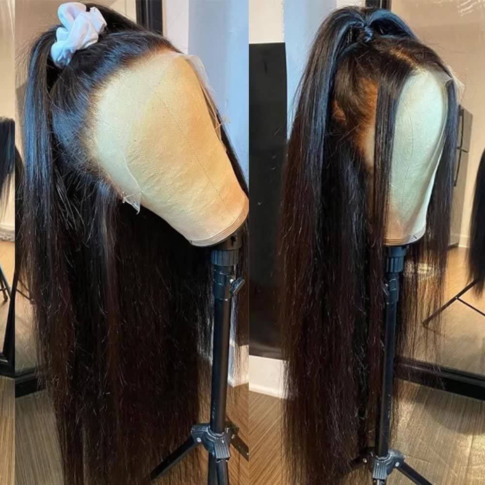 HD Invisible 360 Lace Frontal Wig Straight Human Hair Pre Plucked Wig Brazilian Bone Straight 360 HD Transparent Lace Frontal Human Hair Wigs Bleached Knots with Baby Hair for Women Glueless 14 inch