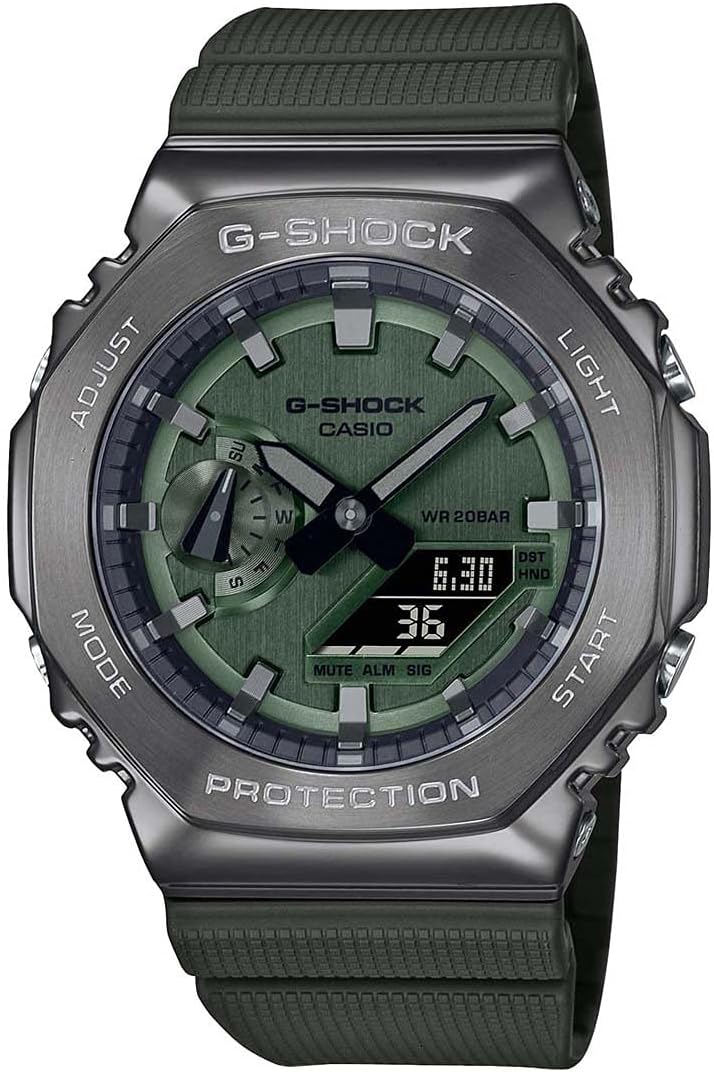 Casio G-Shock GM-2100B-3ADR Dark Grey IP Green Analog-Digital Dial Green Resin Strap Men's Watch Shock and 200M Water Resistant G1160