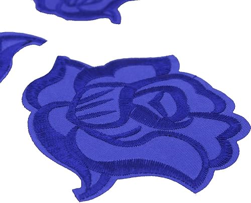 Miniatura 6 de U-Sky Parches bordados para coser o planchar  Exquisito diseño floral de rosa azul  Elegante estilo botánico  Entusiastas de la moda de bricolaje