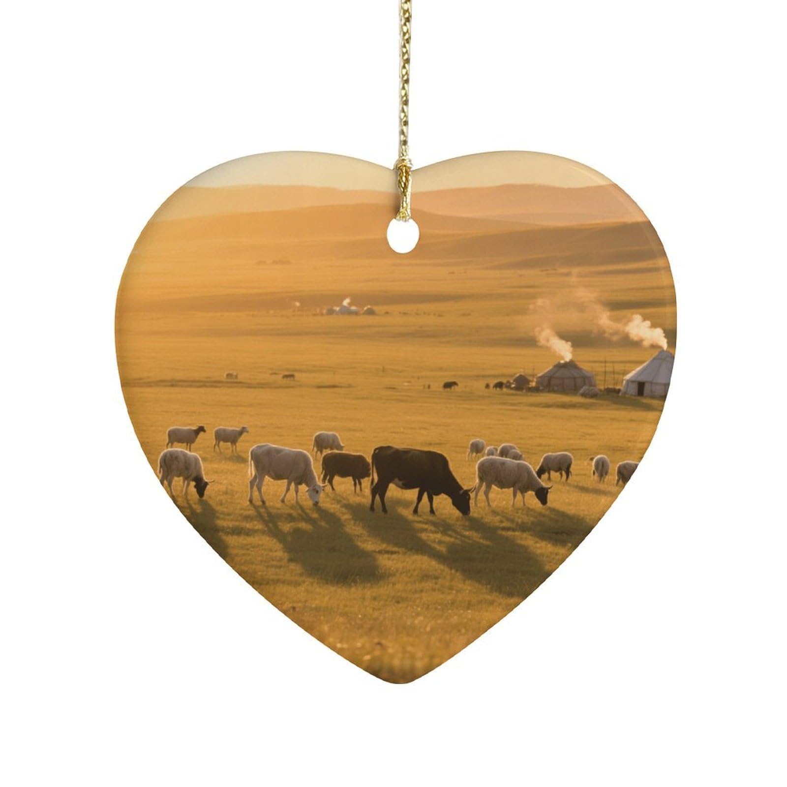 Fekiloot Style Herds Of Cattle And Sheep Ceramic Ornament Home Decor Keepsake