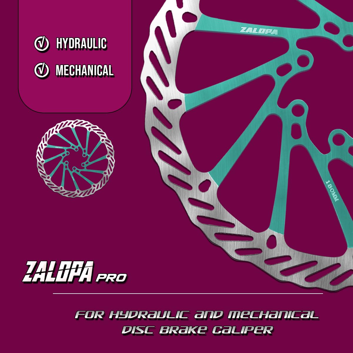 ZALOPA Pro 180 Mm Scheibenbremse Für Mountainbike - Kompatibel Mit Shimano, Avid, Für MTB, Downhill, Enduro