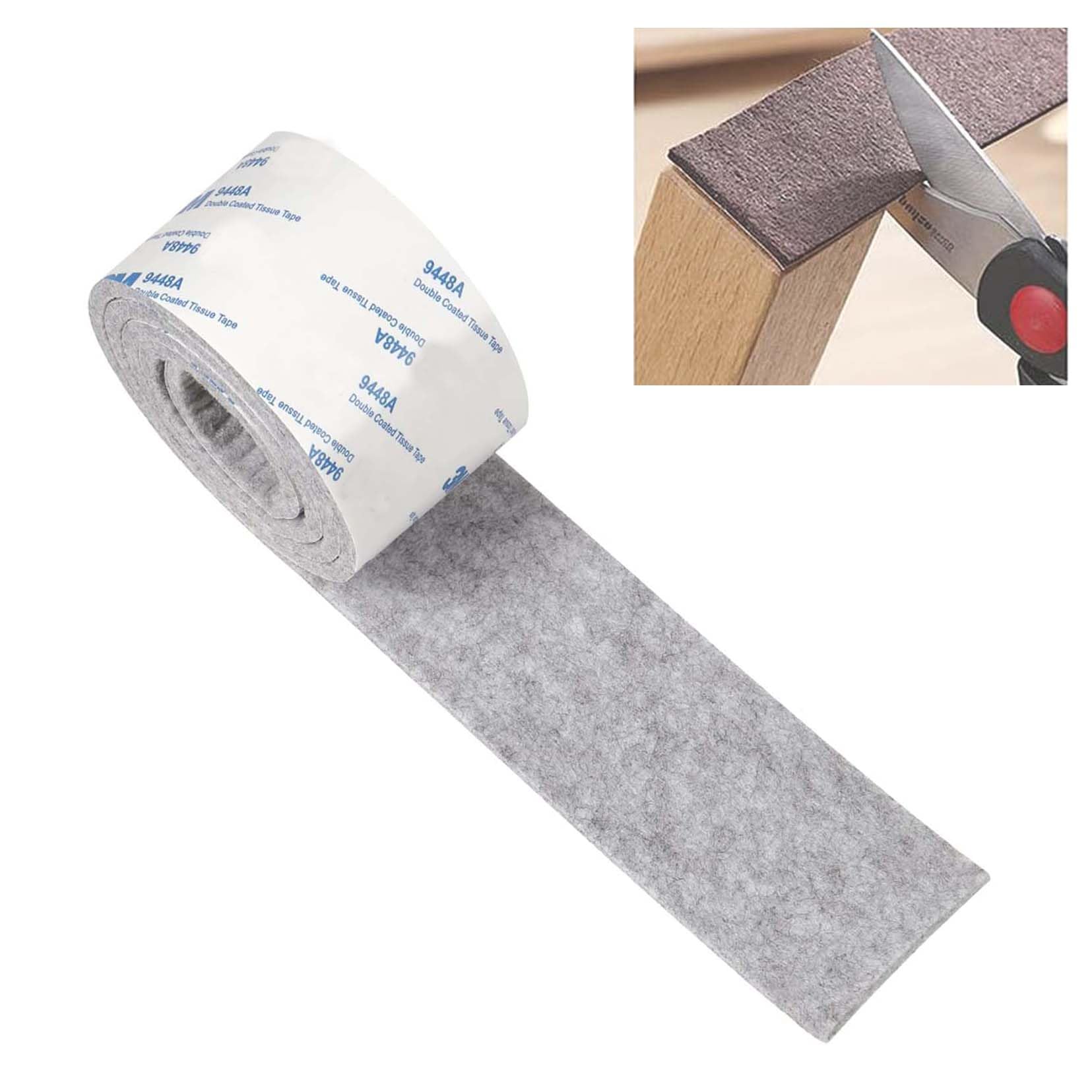 Tibemi 床キズ防止 フェルトテープ ふかふか厚手 厚み増強 幅3cm 長さ1m 4巻セット 粘着式 自由カット ズレにくい 騒音防止 滑り止め 椅子脚 テーブル ソファー 家具用 フローリング対応 グレー