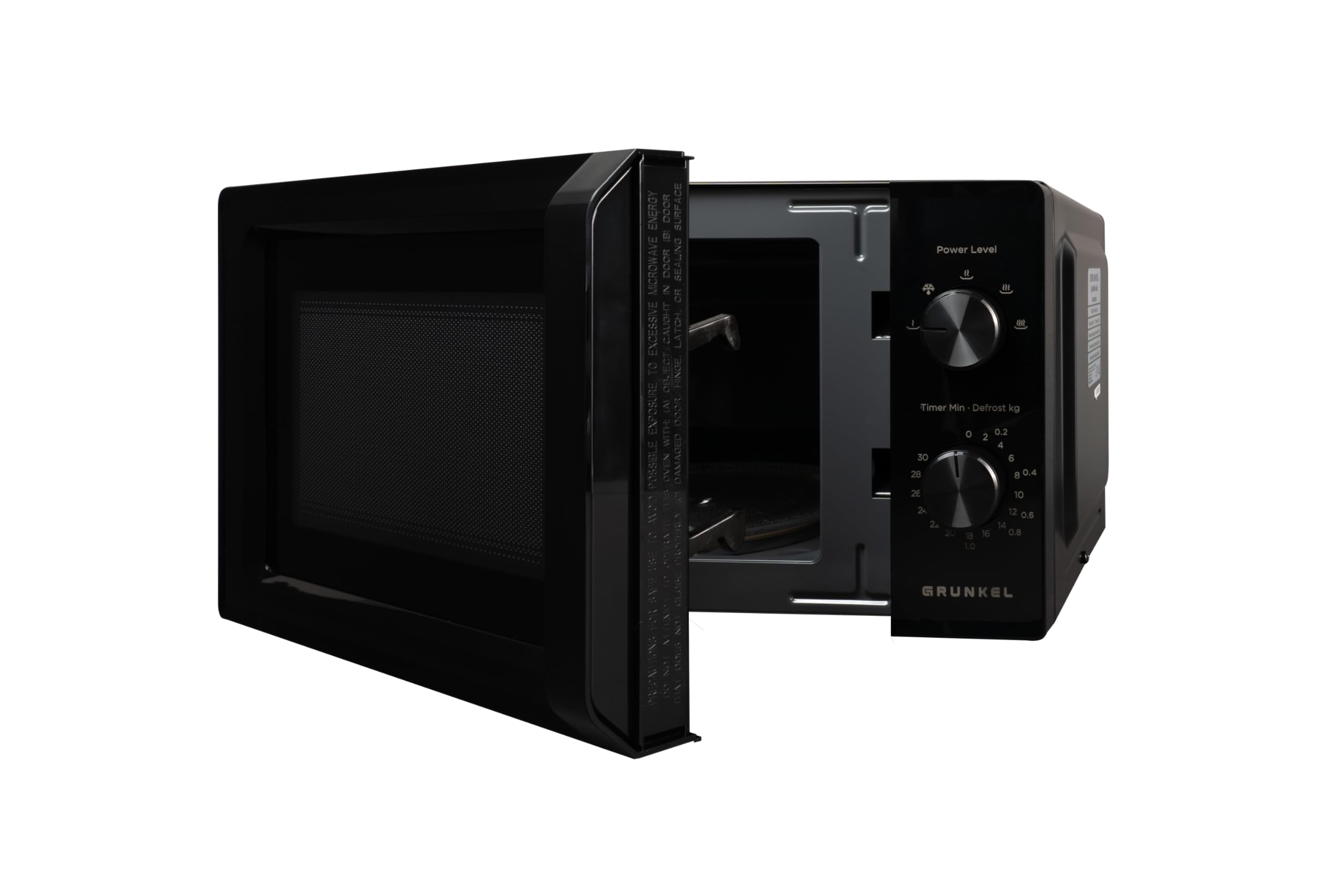 Microondas Grunkel sin grill de 700w MW-20MN con 5 niveles de potencia, descongelacion 20 litros de capacidad y plato de 24,5cm.