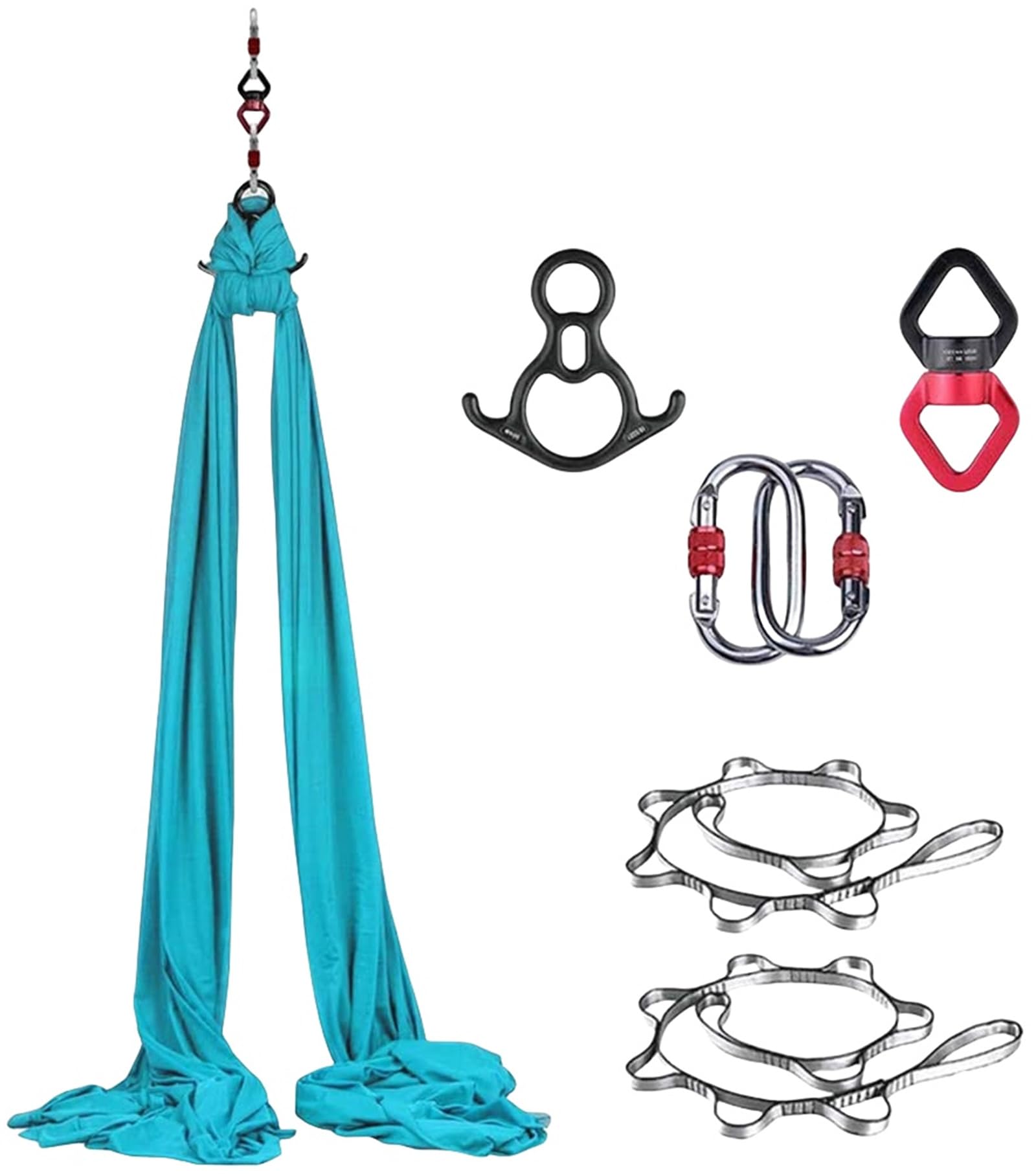 INLANDSIS Hotel Bee Yoga Aerial Silk(8x2.8m), Yoga Hammock for Hanging, Trapeze Swing, Strong Load-Bearing, Safe Protection, Yoga Swing Set, Acrobatics Hammock (Lake Blue)