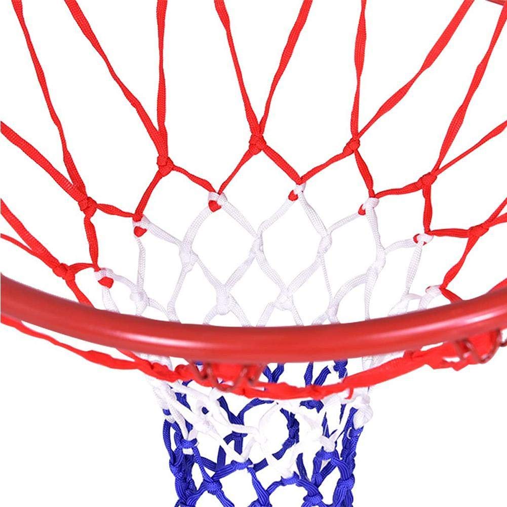 Rete di ricambio per canestro da basket resistente, in nylon intrecciato rosso/bianco/blu tricolore, resistente e durevole, adatta a cerchi standard interni o esterni, 12 passanti