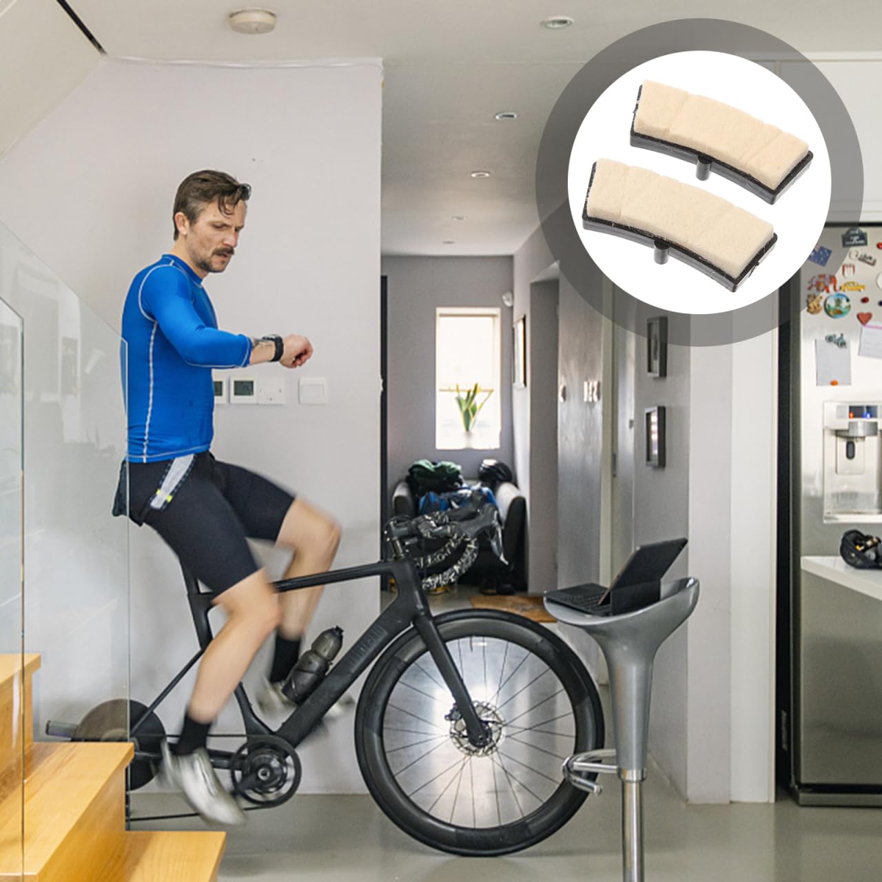 CLISPEED Pastillas De Freno para Bicicleta Estática Y Spinning Almohadilla De Fieltro Antideslizante Piezas De Freno para Ejercicio Fácil Instalación 3.62 X 1.25 X 0.98In 1 Par
