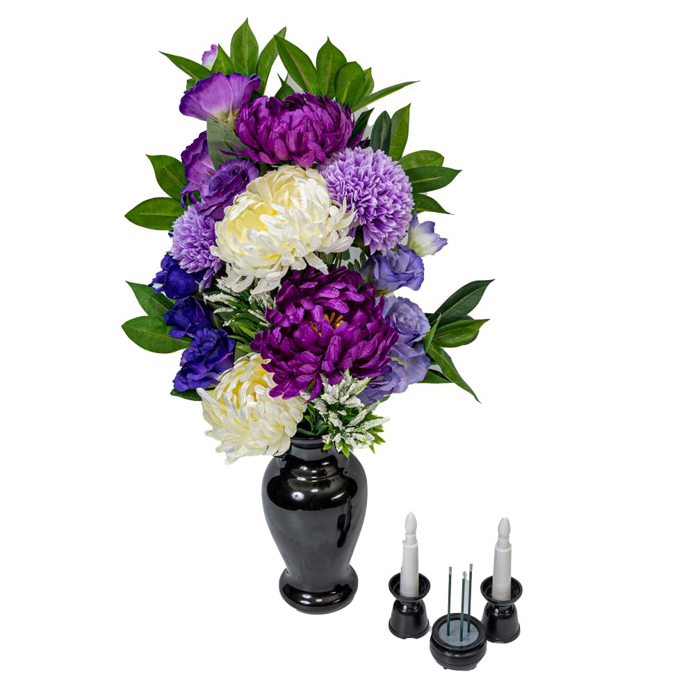 牡丹　ピオニー　カーネーション　しきみ(樒)付き造花　2束　固定具付き　造花　仏花　お墓用　仏壇用　お墓参り　お盆　お彼岸　お供え　お悔み　P1-021 カーネーション ピンクッション ユリ しきみ(樒)付き 造花 2束固定具