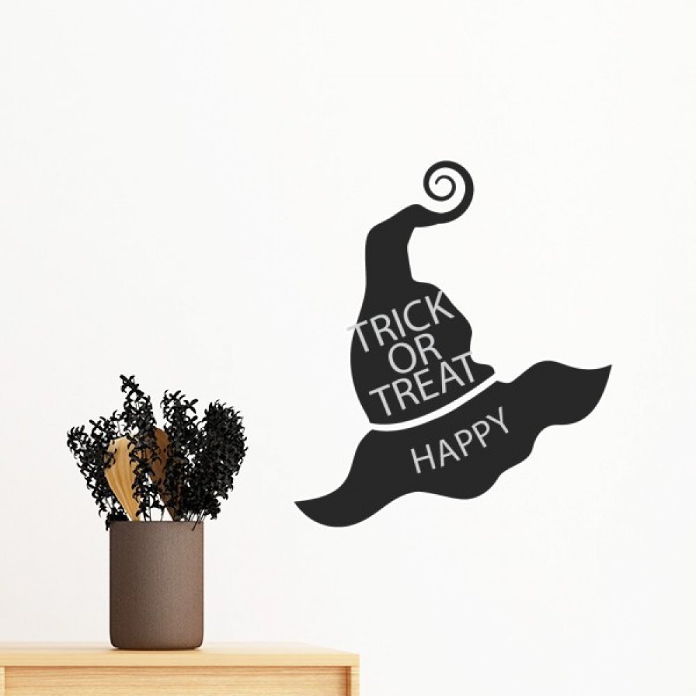 Sticker Halloween chapeau de sorcière noir mat grand format 60cm