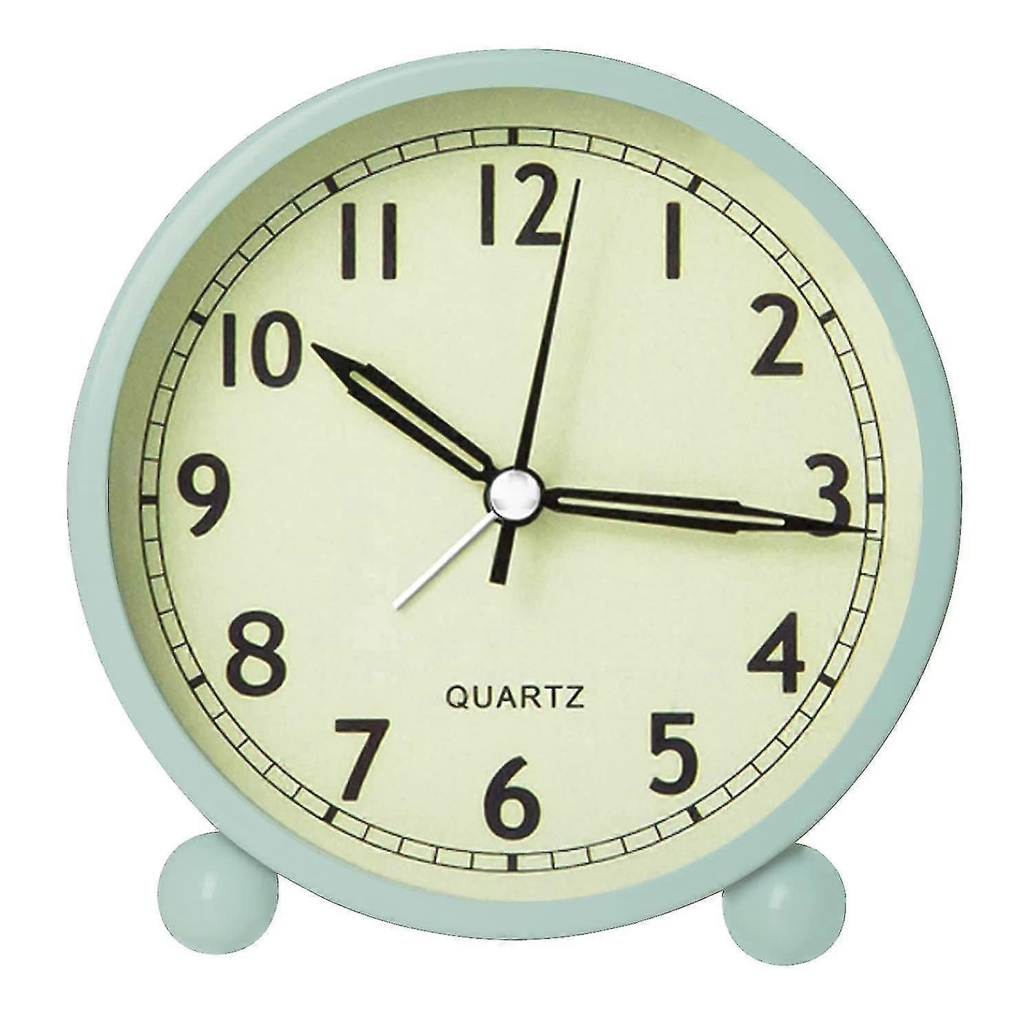 JOYHAPPST Alarm Clock Bedside, Non Ticking Analog Round Alarm Clocks With Night Light Battery Operated Quartz