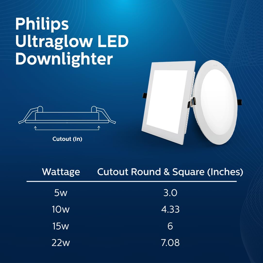 Philips 10W Round AP Plus Ultraglow LED DL | Recessed LED Panel Light for Ceiling | Colour : Natural White, Pack of 6 3