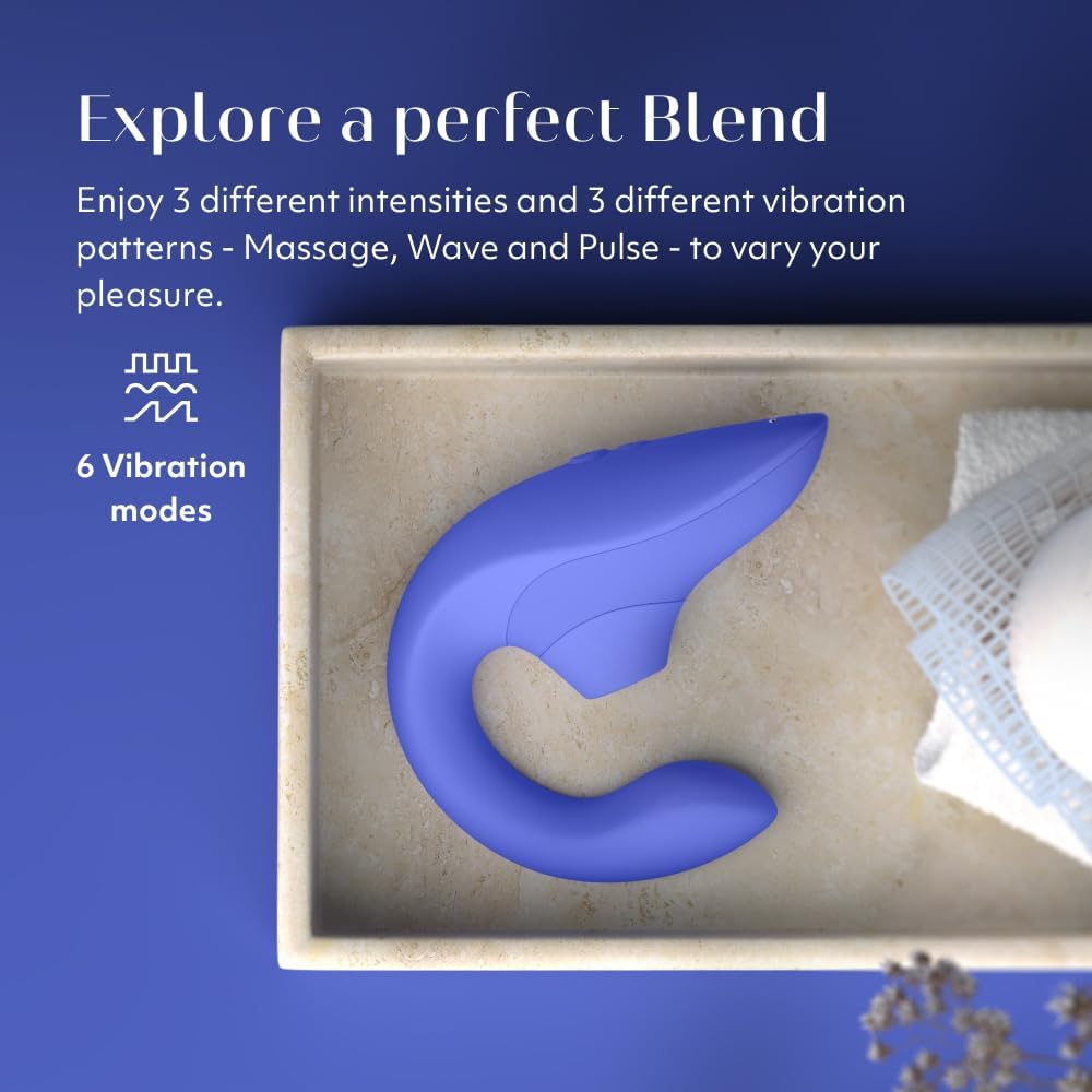 Womanizer Blend Mini Vibrator for Women | G Spot & Clitoral Stimulator Vibrating Dildo | Silicone Rabbit Vibrator Clit Sucker Adult Sex Toy for Women & Couples | Rechargeable Personal Massager | Blue