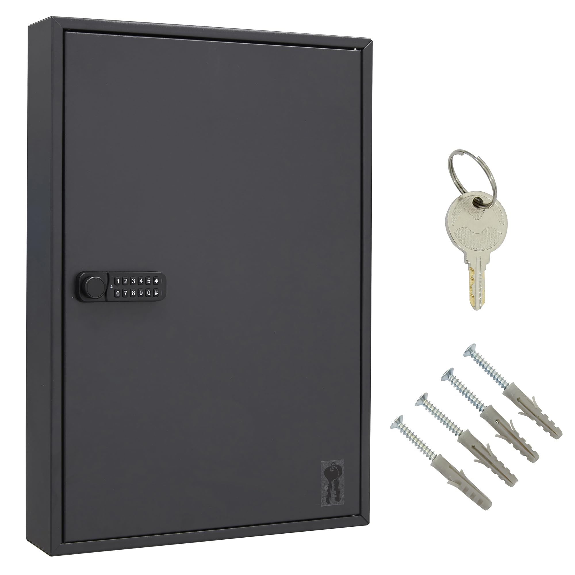 Arregui PL100EN Cassetta Portachiavi con Ganci Regolabili | Armadietto per 100 Chiavi | Cassetta di Sicurezza | Appendichiavi con Serratura Elettronica IP65 | Codici Programmabili | 55x38x8cm | nero