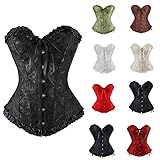 Material transpirable y cómodo: corset medieval mujer gótico está hecho de tela jacquard vintage de doble capa, atención al detalle, bien hecho, suave y cómodo, no es fácil de deformar.