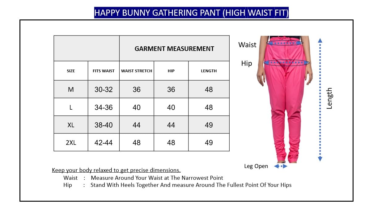 Happy Bunny Women’s Cotton Gathering Churidar Pants - Ethnic Gathereing Ankle, Drawstring Waist Bottoms for Kurtas, Office, Party, Casual Clothing (LG, Blanco White) - Image 5 thumbnail