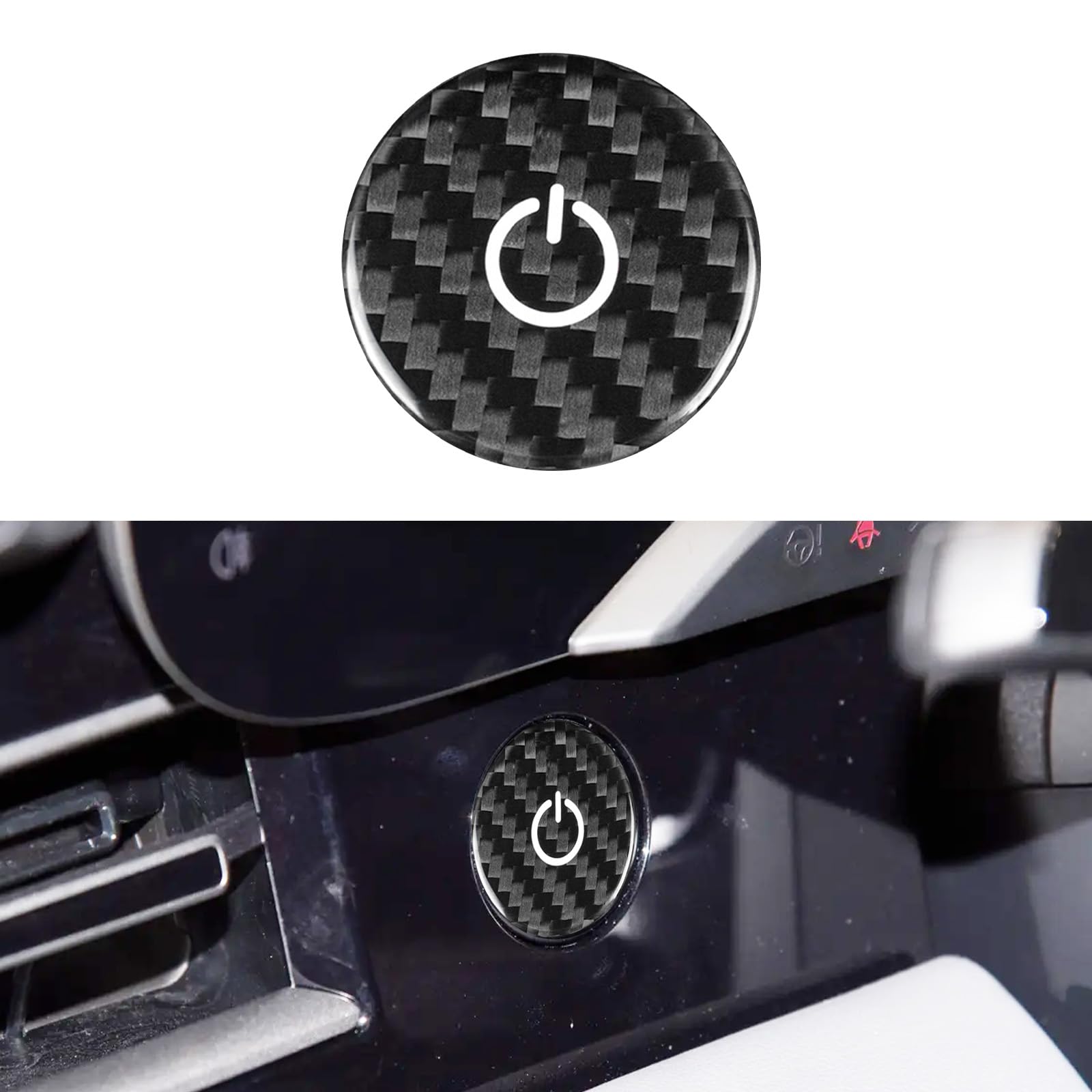 QianBao Compatible with Start Stop Button Cover Carbon Fiber Keyless Car Engine Ignition Switch for Porsche Taycan 2022 2023 2024 Black