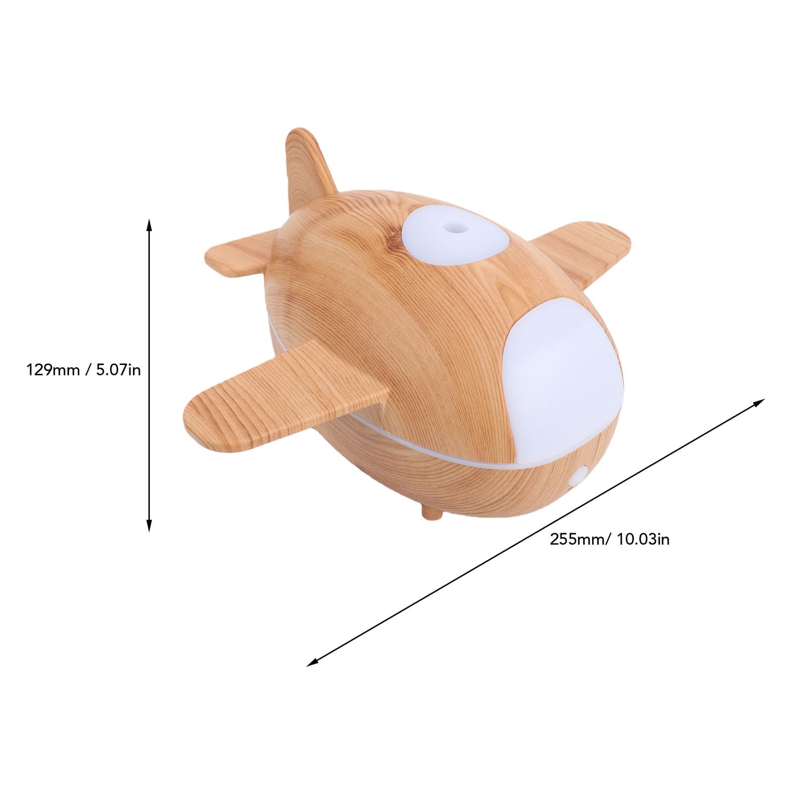 Asixxsix Umidificatore con Base in Venature del Legno, a Forma di Aeroplano