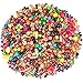 Gejoy 800 Pcs Wooden Beads Set, Include 400 Pcs Printed Wooden Loose Wood Beads, 200 Pieces Assorted Natural and 200 Pieces Rainbow Color Wood Small Jewelry for Jewelry Making DIY