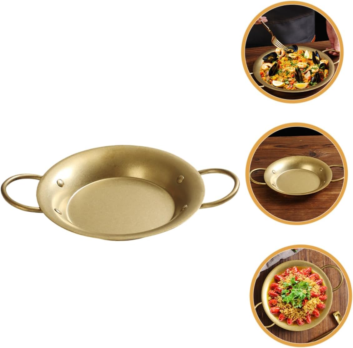 PRETYZOOM Stainless Steel Pan Flat Spanish Frying Pan Handles for Stove Top Paella Bread Pizza