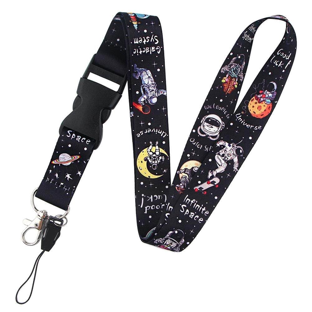 Lpitoy Black Space Universe Astronaut Keychain Phone Lanyard Cartoon Punk Neck Strap For Keys Id Card Mobile Phone Lanyards