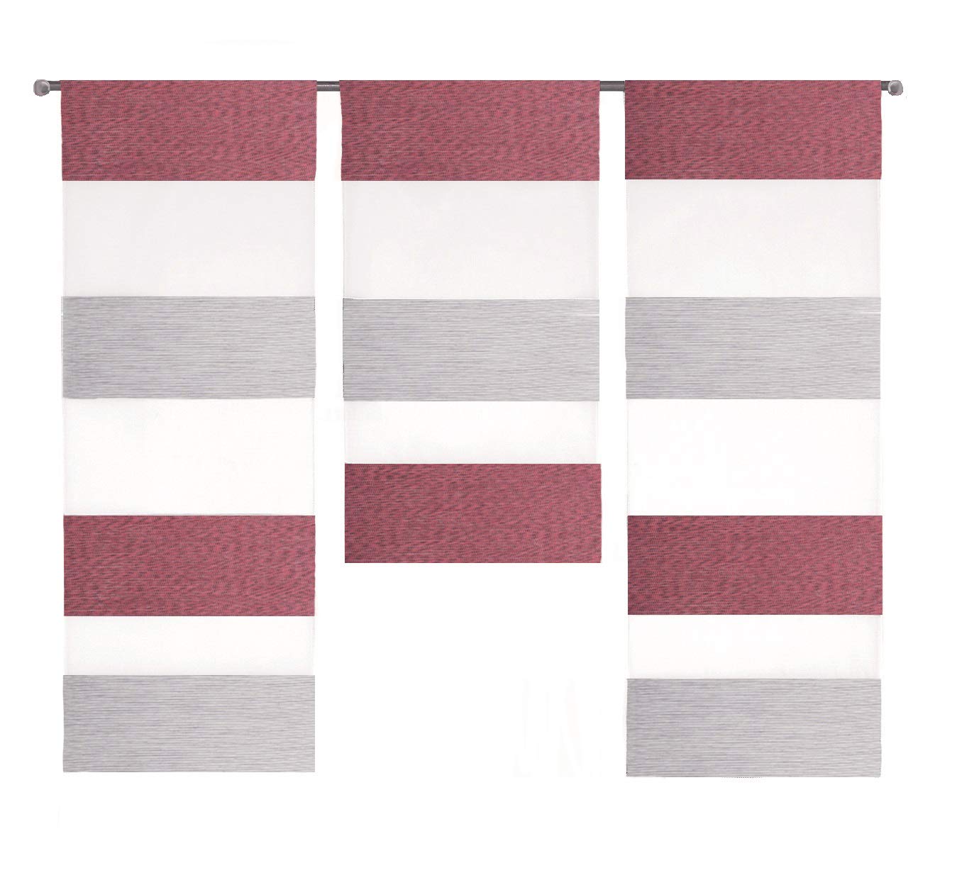 Design Mini Flächenvorhang Set Grün – 3-teilige Scheibengardine, 90 Cm Breit, Höhen 80/60/80 Cm