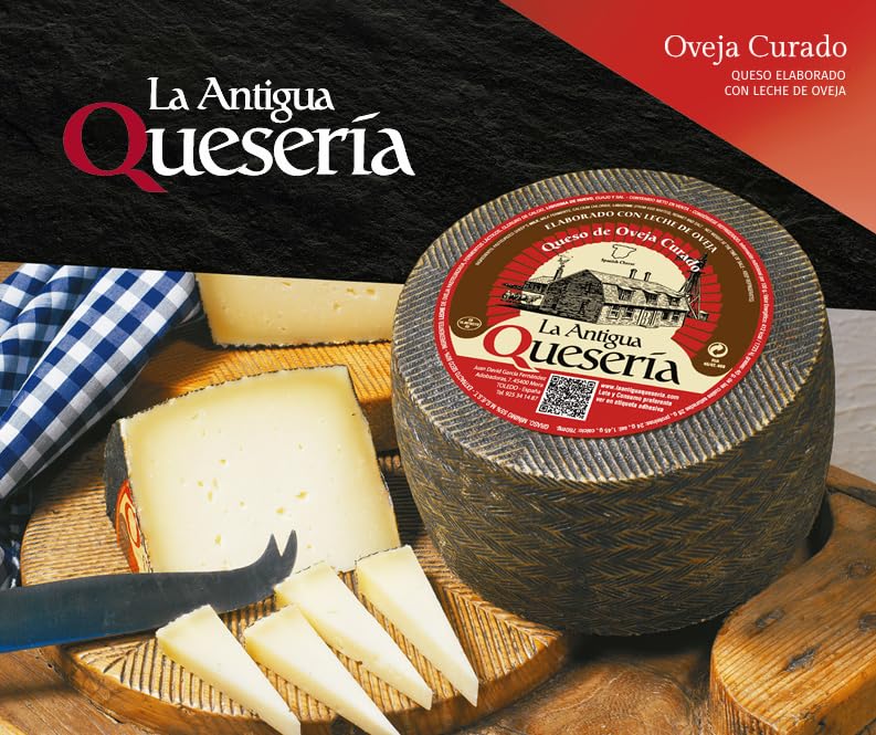 La Antigua Quesería - Queso de Oveja Curado Artesano - Pieza Completa 3kg - Elaborado en Toledo - 100% Leche Pasteurizada - Mínimo 6 Meses de Curación.