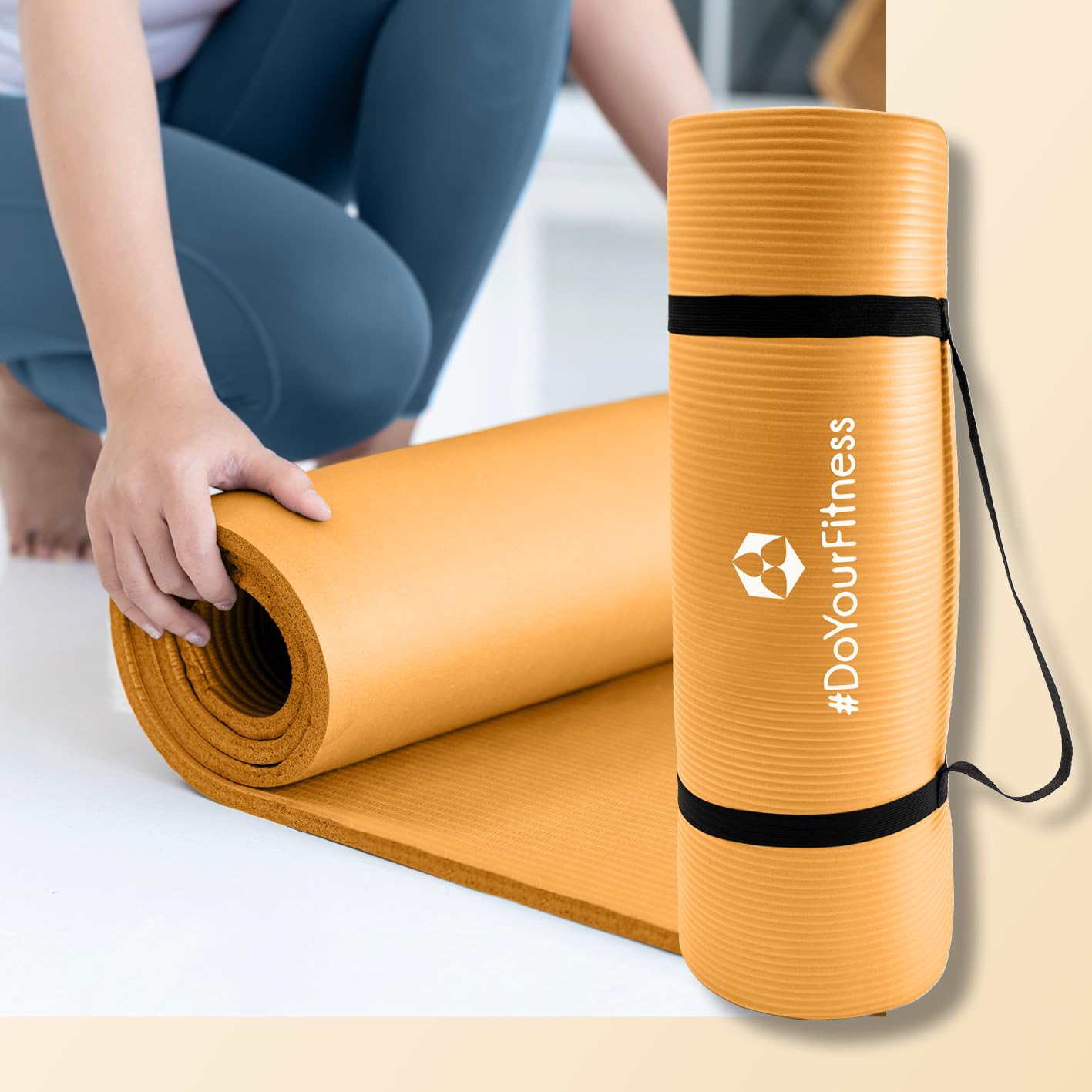 #DoYourFitness Tappetino yoga antiscivolo | Spessore da 1cm a 2cm | 183cm x 61cm o XXL 190cm x 100cm | Per principianti e utenti avanzati | Adatto per uso interno/esterno