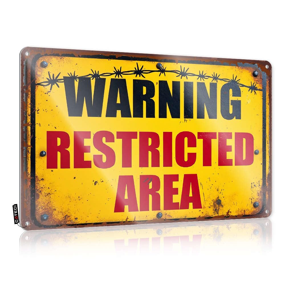 Beer Bar Metal Sign Warning: Restricted Area Tin Sign Tin Sign Wall Decor Garage Tin Sign(30X40CM)