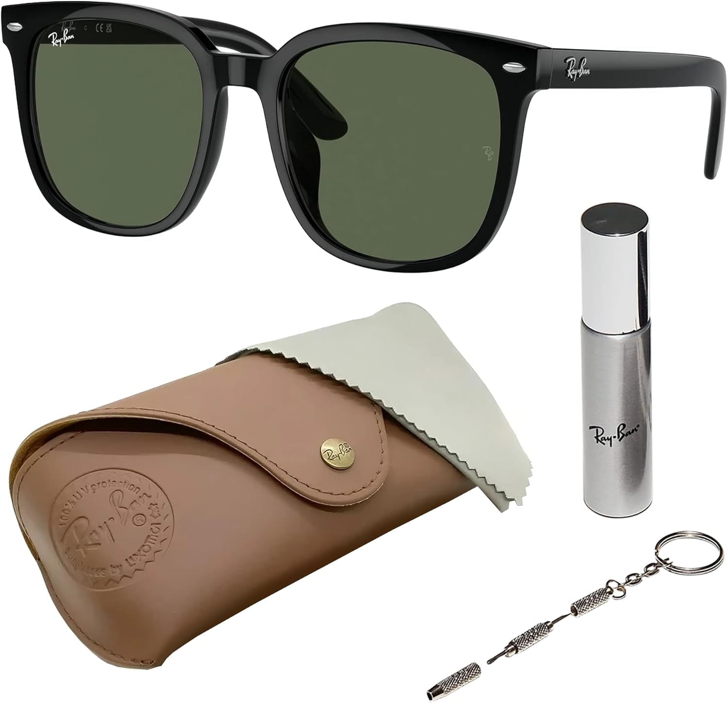 Ray-Ban RB4401D Square Shaped Sunglasses for Men & Women with Official RAYBAN Eyewear Kit