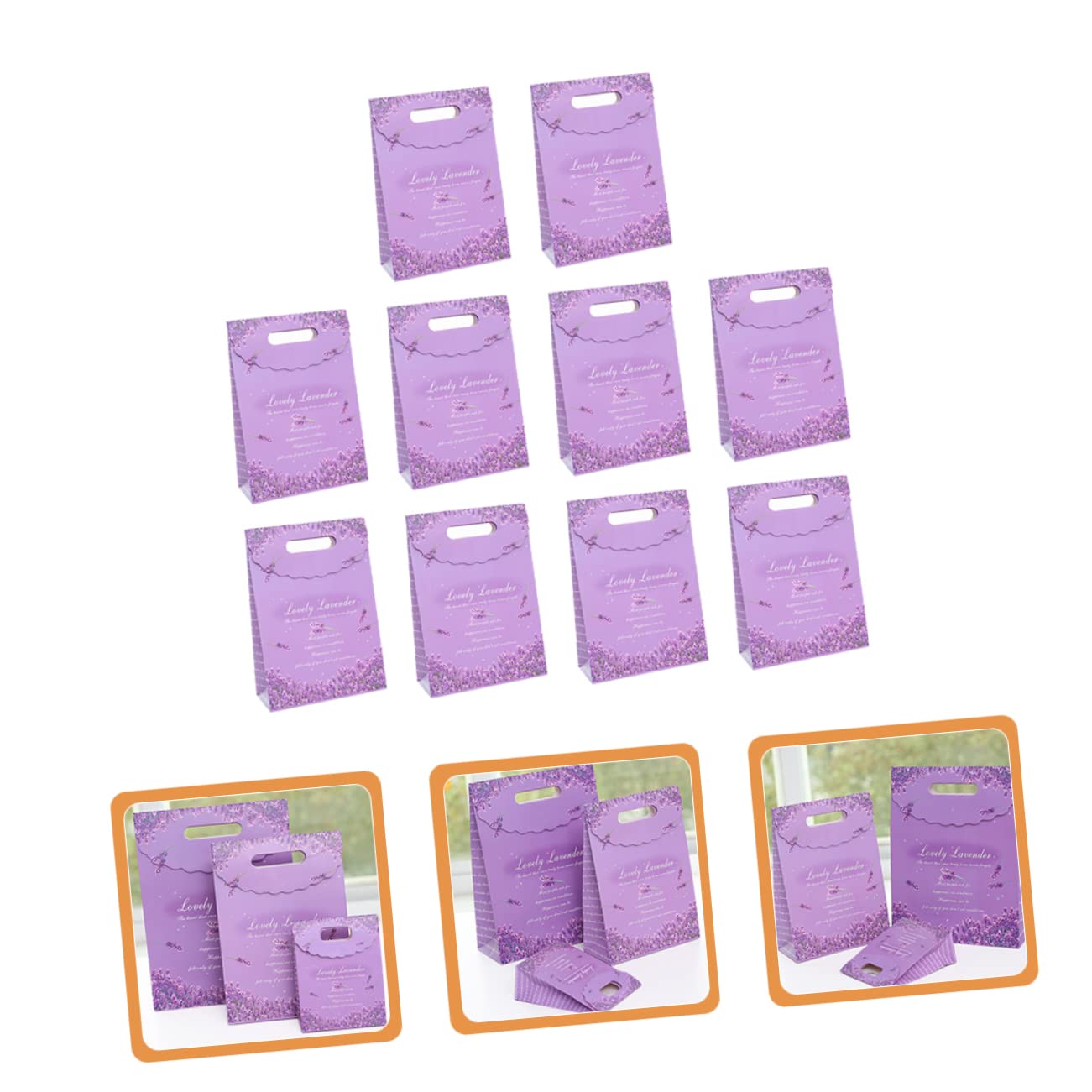 Lila Lavendel Papiertüte Gastgeschenktüte 10 Stück Groß 24x10x32cm