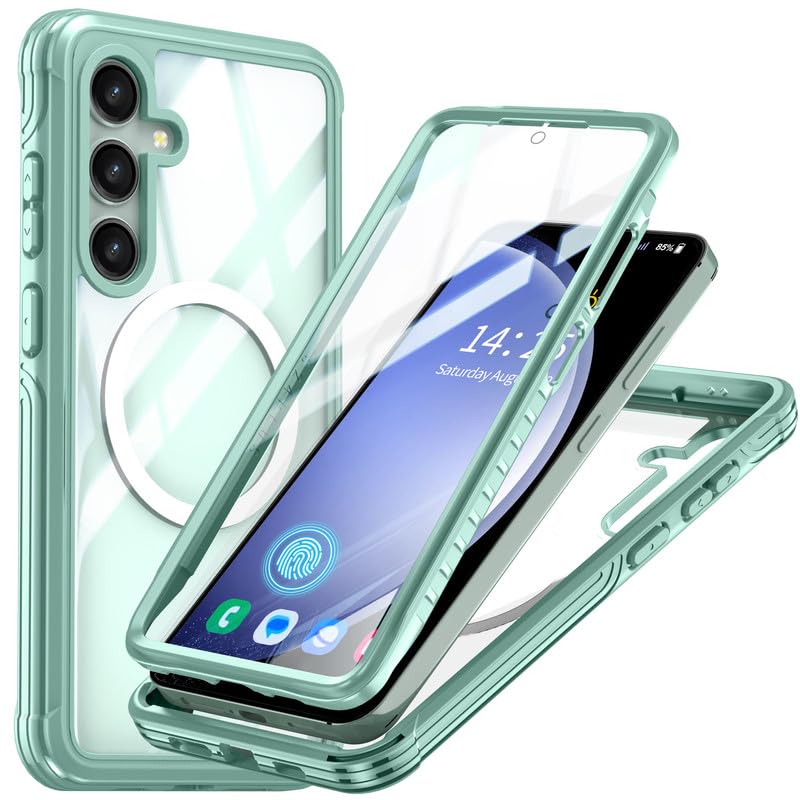 Image of LuxuryKase Shockproof Front & Back Cover for Samsung Galaxy S24 Plus with Full Body Protection | Strong Grip | Camera & Screen Guard | Wireless Charging Support | Durable TPU+PC Design - Green