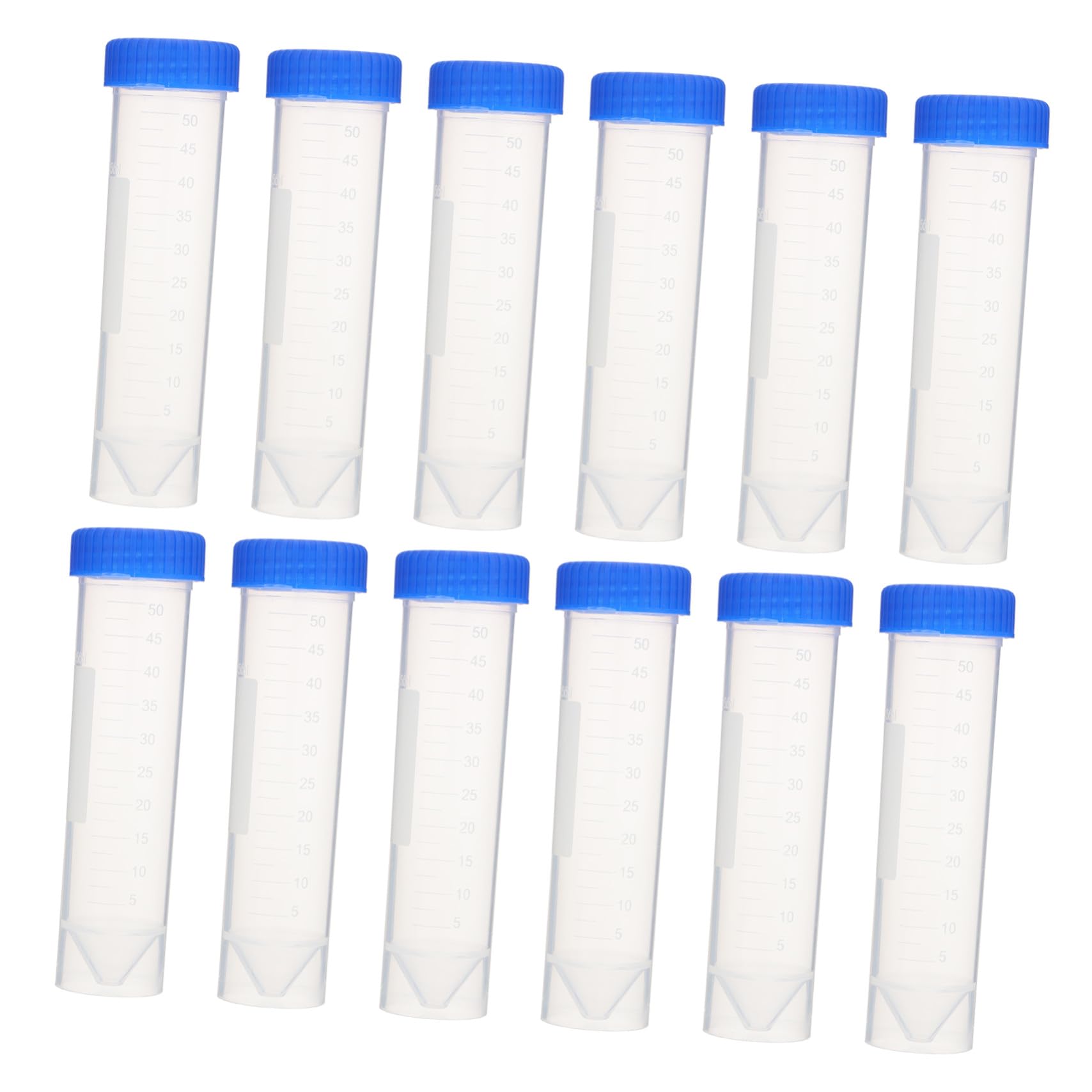 50 Provette Coniche per Centrifuga da 50 Ml in Plastico Tappi a Vite Trasparenti, Design Scala Chiara e Posizioni Ventilate, per Biochimica e Coloranti Alimentari Colore Casuale