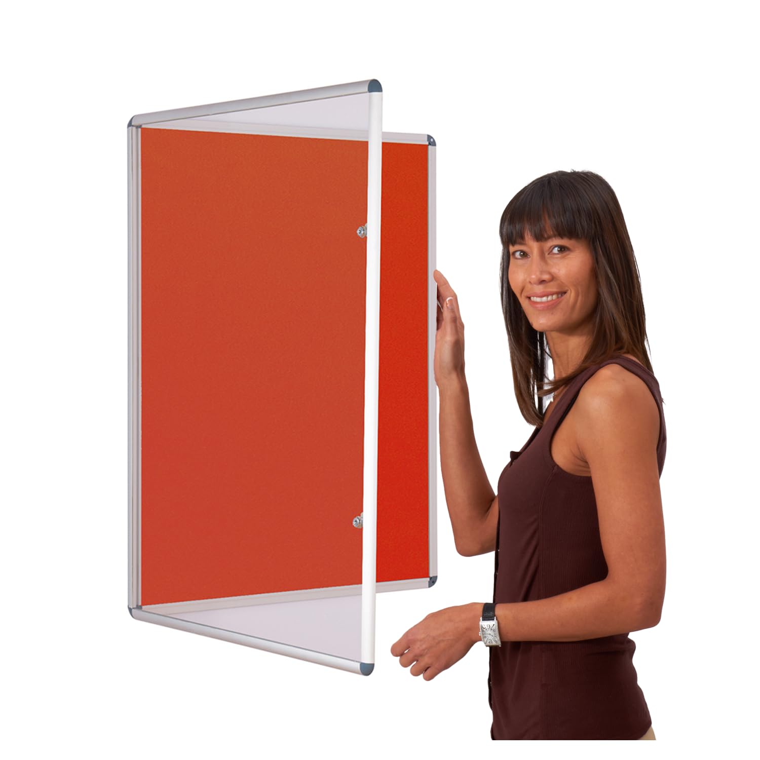Tamperproof Lockable Felt Noticeboard, 900 x 600 mm, Red, Aluminium Frame with Double Locks & Keys - Ideal for Office, School Displays, Venues, Family centres