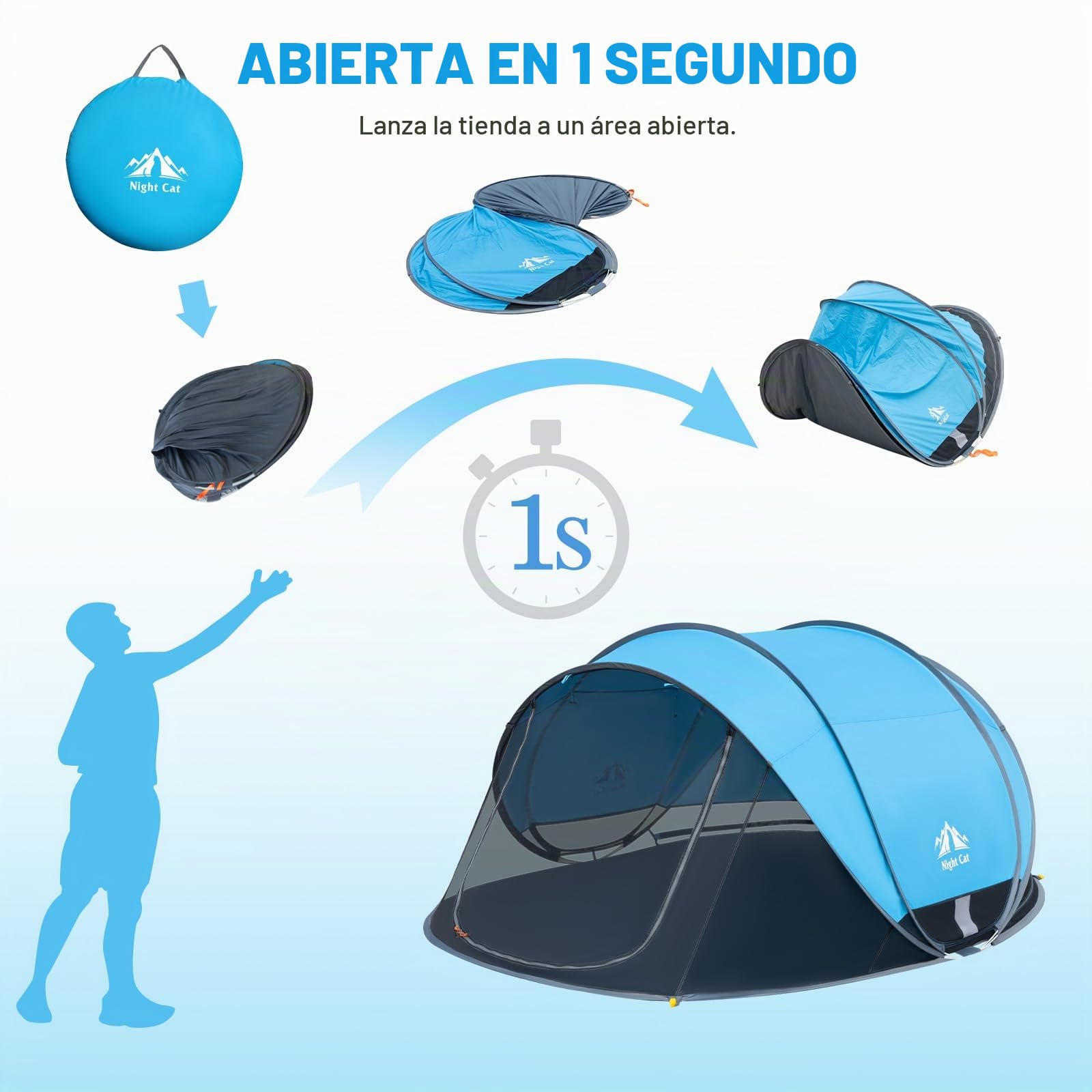 Night Cat Tienda de campaña de Playa desplegable: Gran Refugio para 2 a 4 Personas, Actividades Deportivas de Picnic