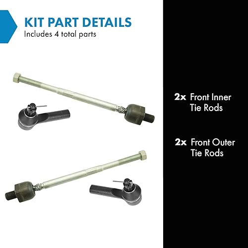 Miniatura 232 de TRQ Juego de varillas de acoplamiento delanteras interiores y exteriores, 4 piezas, compatibles con Chevrolet Cruze 2016-2019 de 16-19 voltios