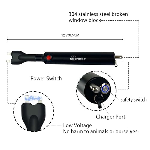 Miniatura 2 de Mini varilla de descarga eléctrica recargable para ganado, cuerpo de aluminio IP67 impermeable, varilla de descarga eléctrica animal con bloqueo de