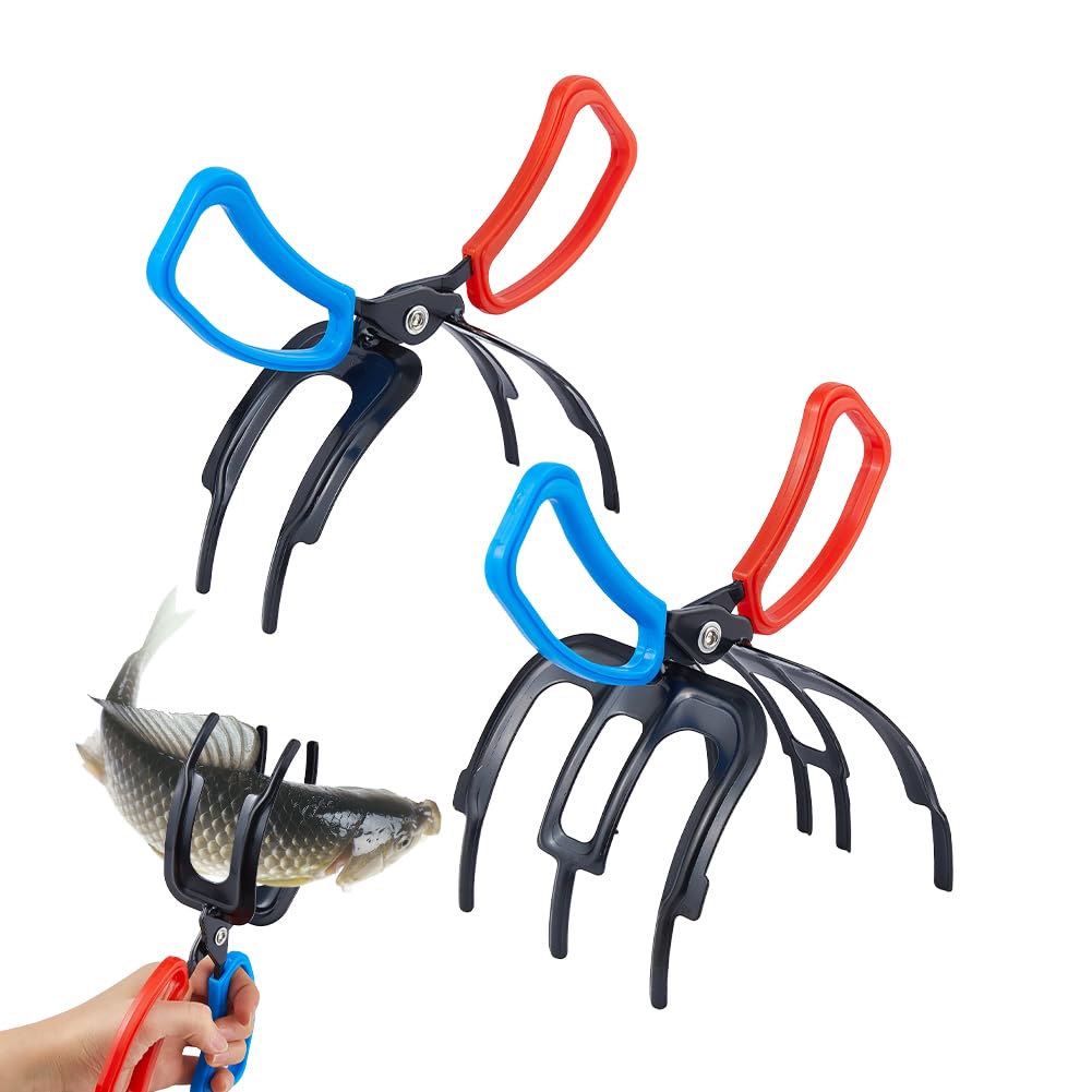 DICOSMETIC 3Pcs 2 Styles Fish Claw Gripper 2/3 Claw Fishing Pliers Metal Fish Control Clamp Multifuctional Non-Slip Fishes Catch Fishing Grabber Tool for Most Freshwater Fishes