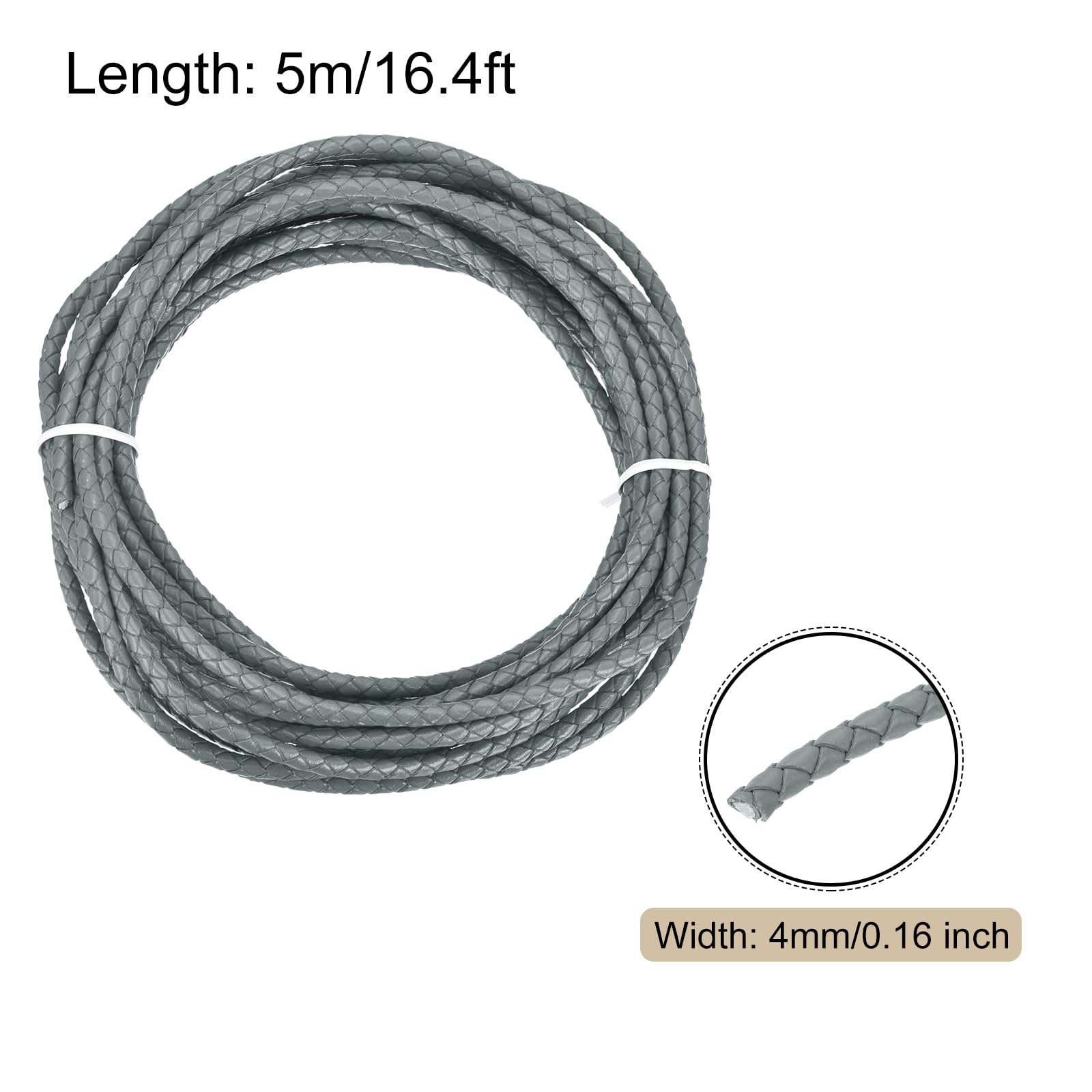 Rebower Round Braided Leather Cord 4mm Bolo Leather Cord String Rope for Jewelry Making Necklaces, Bracelets, Wraps, Crafts - Image 2