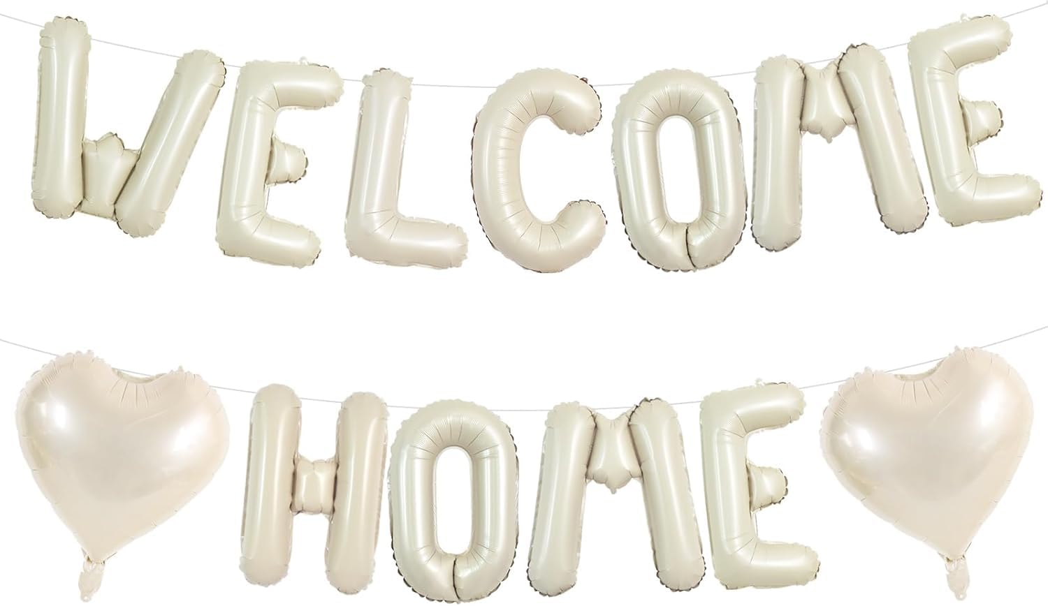 DecoGlee Welcome Home Balloons,16 Inch Cream White Welcome Home Foil Balloons Banner Welcome Home Party Decorations for Homecoming Party Decorations House Warming Party Family Gathering Supplies