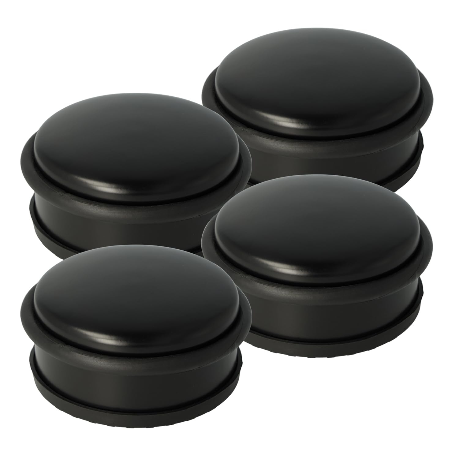 Westcott Türstopper aus Edelstahl Schwarz 4 Stück | Runder Türstopper mit 1,2kg Eigengewicht | Türschonender Gummiring | Extra rutschfeste Unterseite | ⌀ 10cm, Höhe 4cm | E-19002 00