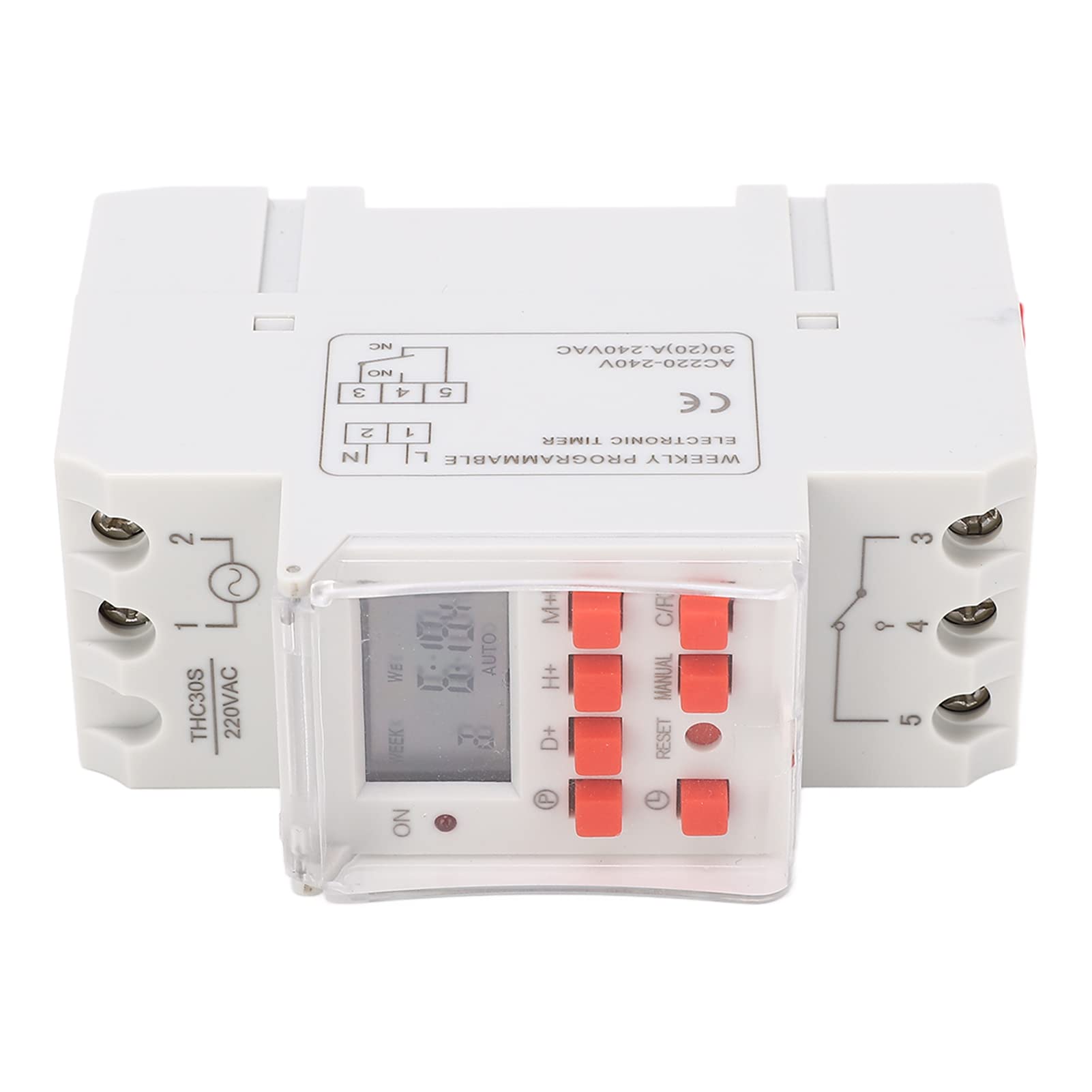 Programmateur Pour Chauffe Eau Électrique, Interrupteur Horaire, Commutateur de Minuterie Numérique 30 A Affichage LCD de Minuterie 1 Seconde Programmateur Digital Relais Temporisé 220V
