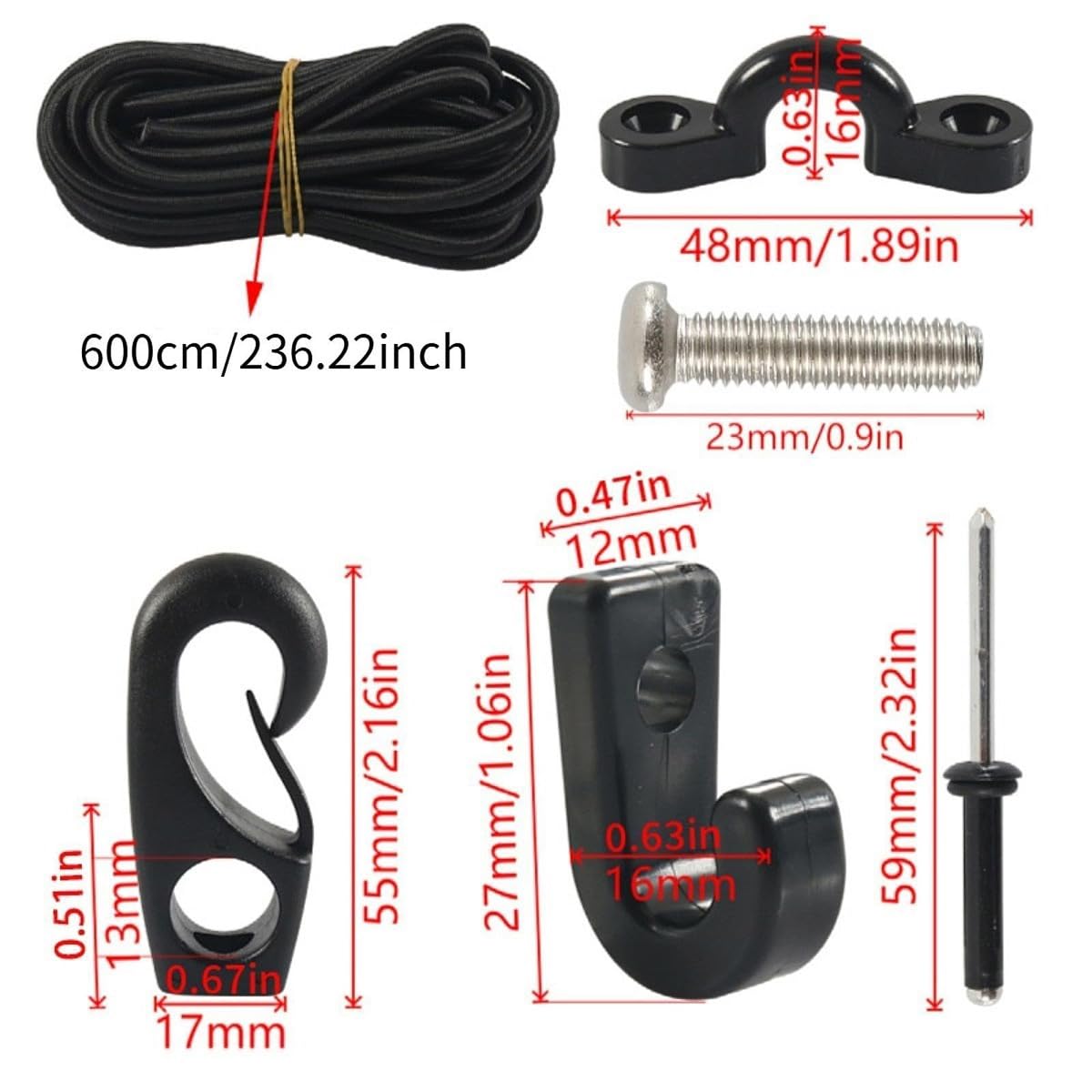 Kajak Deck Rigging Kit mit Bungee Cord Hook - Aufbewahrungszubehör für Kanus