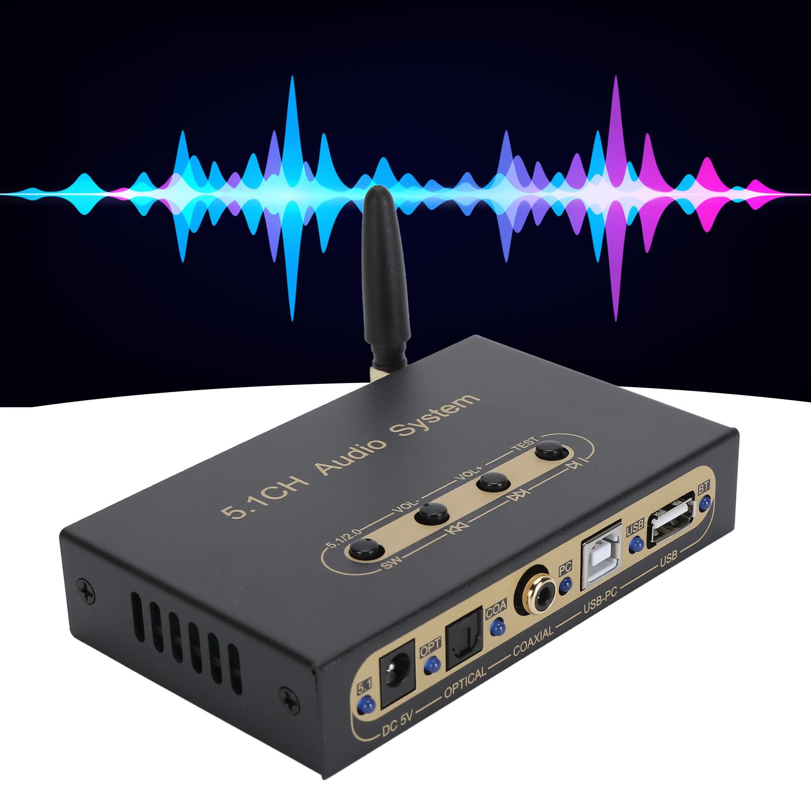 5.1 Kanal Sound Decoder, Digitaler Sound Decoder Konverter, Unterstützt ARC Glasfaser Koaxial BT Digital Sound System Dekodierung für DTS für AC3, LPCM, für DVD Player (EU)