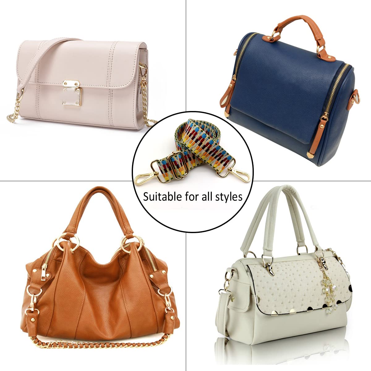Correa de hombro ajustable amarilla, correas de bolsillo para cambiar, correa de bolsillo ancha con mosquetón dorado, bolso de 80-130 cm para mujer, bolsos de hombro, accesorios modernos para bolsos