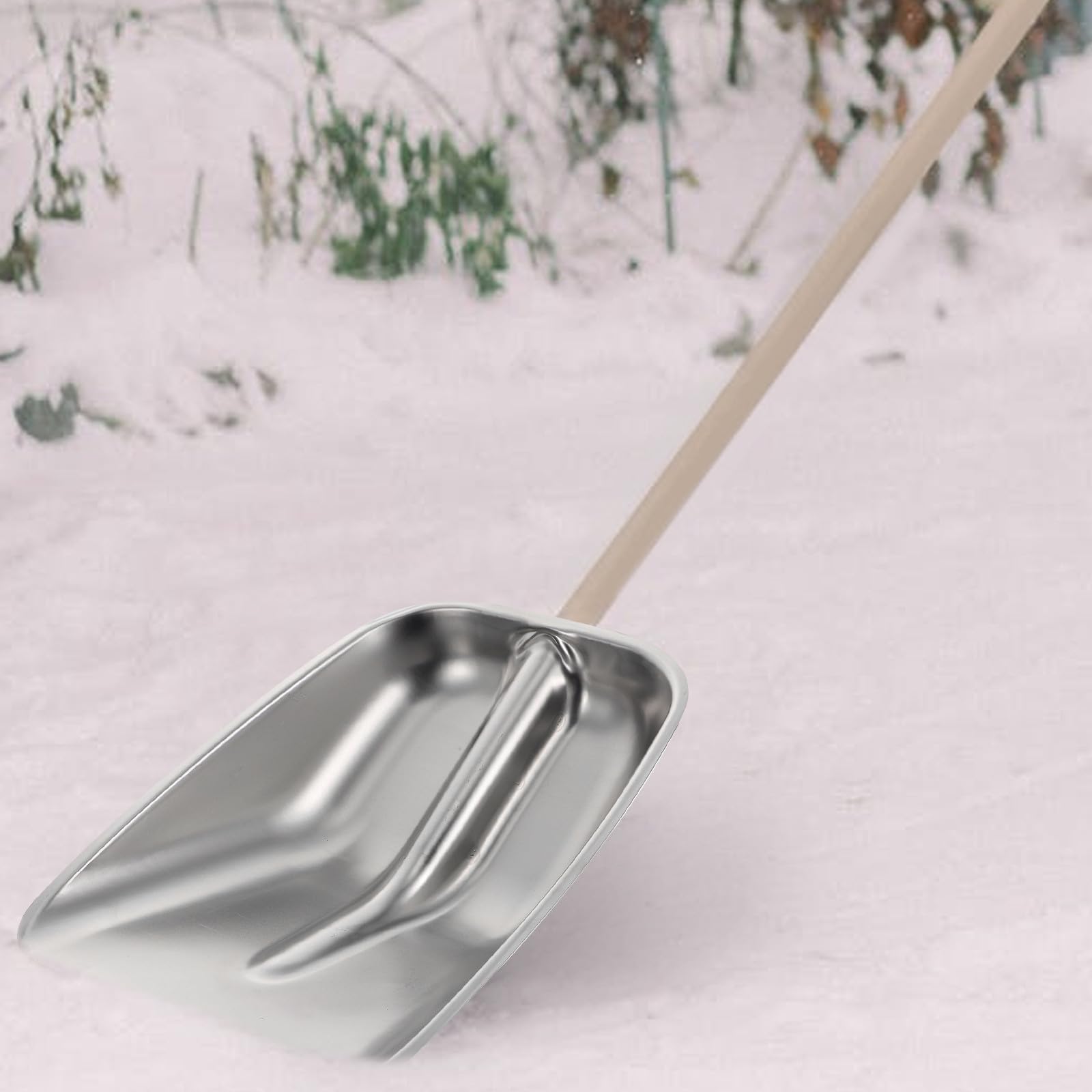 Edelstahl Schneeschaufel für Draußen und Landwirtschaft Silber