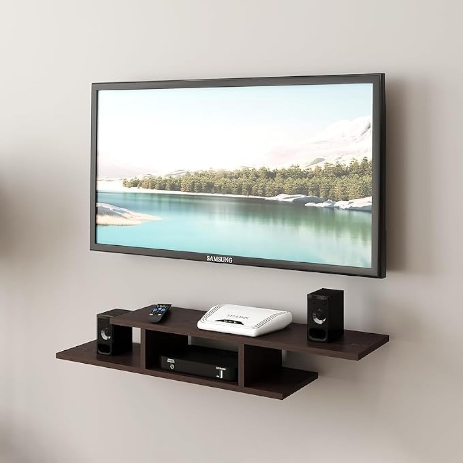 Wodden Modern Wooden Tv Cabinet Wall Shelves, Smart Led Tv Entertainment Unit Set Top Box Stand Wall Mounted Shelf Racks for Home Living Room,-image-36
